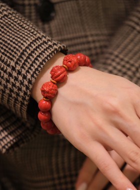 安之朱砂 生肖三合男士手串 牛蛇鸡本命年男 虎马狗兔羊猪