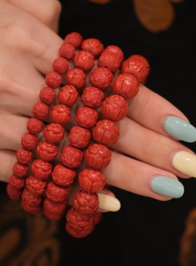 安之朱砂 莲花手串女 莲蓬莲子手链 高含量正品朱砂