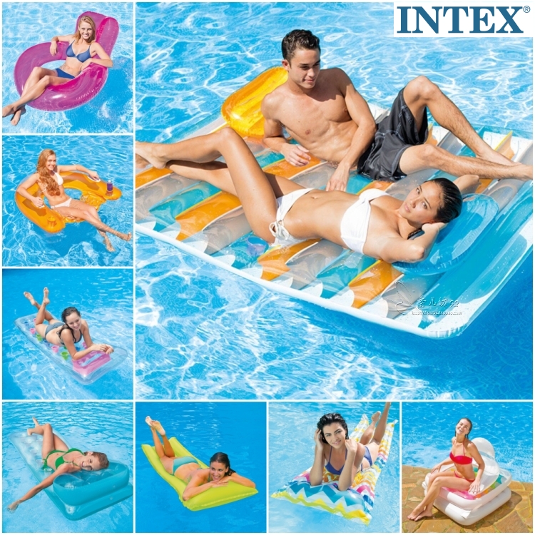 正品INTEX水上充氣浮排浮床衝浪躺椅漂流游泳圈坐騎成人加厚包郵
