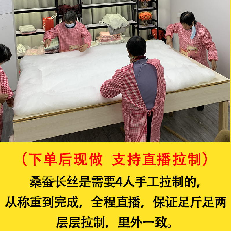 桐乡纯手工拉制100%桑蚕长丝被芯裸胎机制双宫子母被儿童春秋冬被 - 图1