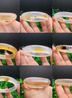 马达加斯加高冰飘花海洋玉髓手镯女款水草花意境玛瑙玉镯送礼佳品