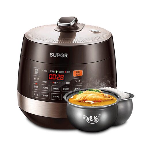 苏泊尔电压力锅家用双胆6L饭煲智能预约大容量电高压锅饭煲多功能 - 图0