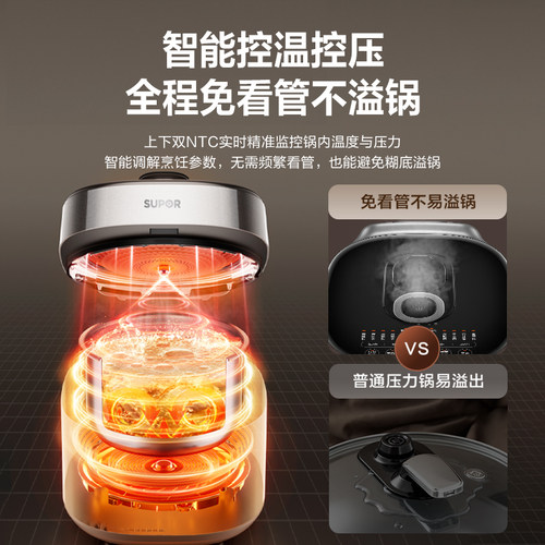 苏泊尔IH猛火有钛电压力锅0涂层双胆智能多功能5L大容量电高压锅 - 图3