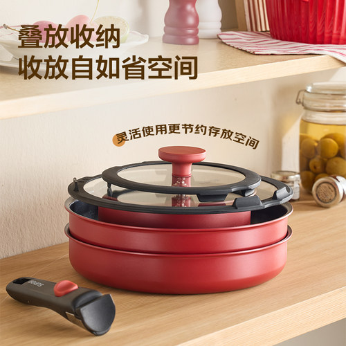 苏泊尔可拆卸手柄锅具套装不粘锅套娃锅平底户外百变全套厨房家用 - 图3