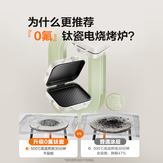 Supor folding barbecue grill household double plate removable easy to clean 0 fluorine wear-resistant high-power blast electric grill