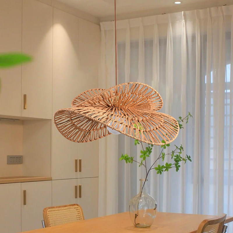 餐厅吊灯日式复古麻绳原木风侘寂风民宿卧室灯创意环保纸绳藤编灯,淘宝优惠券,粉丝福利购,淘宝优惠卷