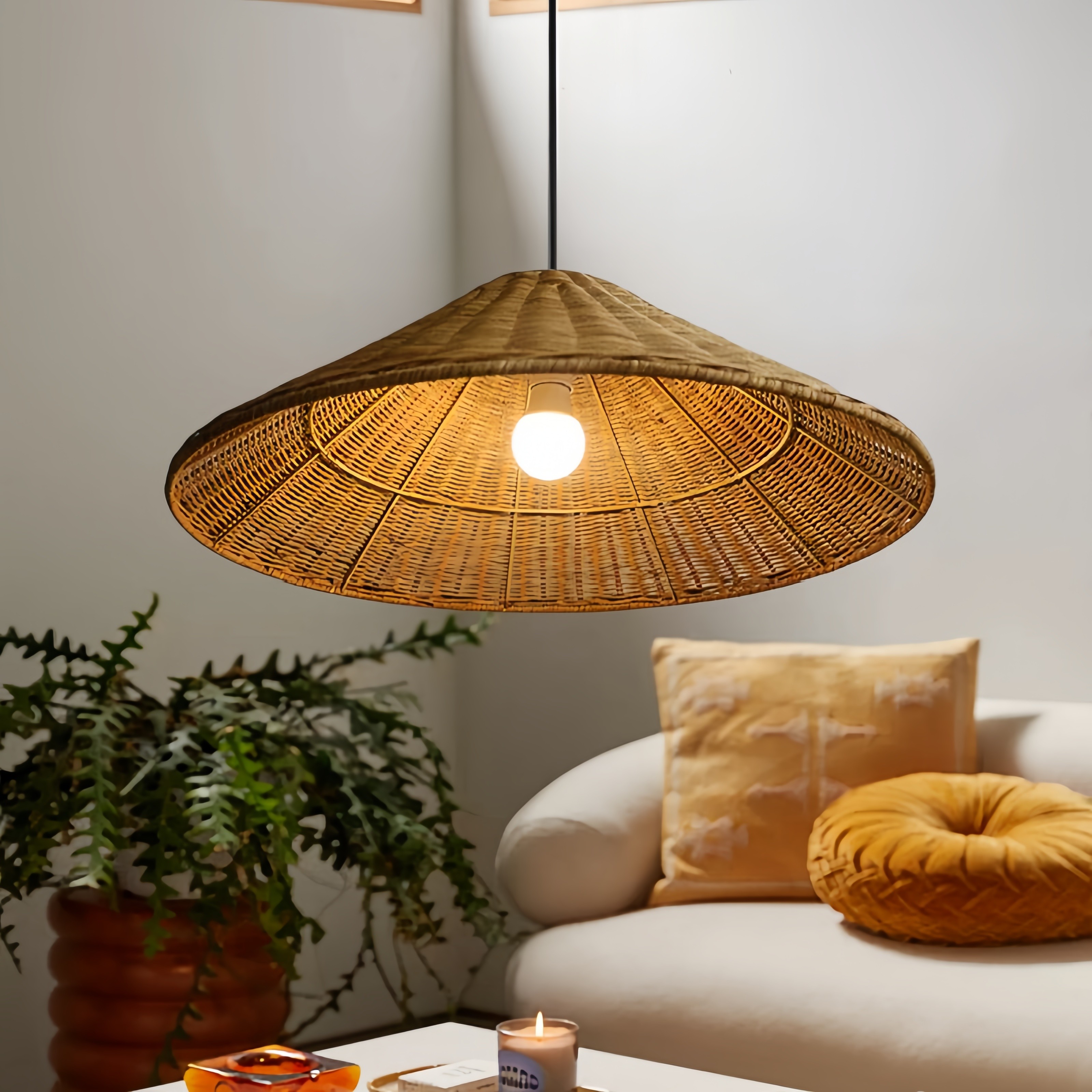 藤艺餐厅吊灯日式侘寂风民宿藤编书房灯中式禅意茶室复古吧台灯饰,淘宝优惠券,粉丝福利购,淘宝优惠卷