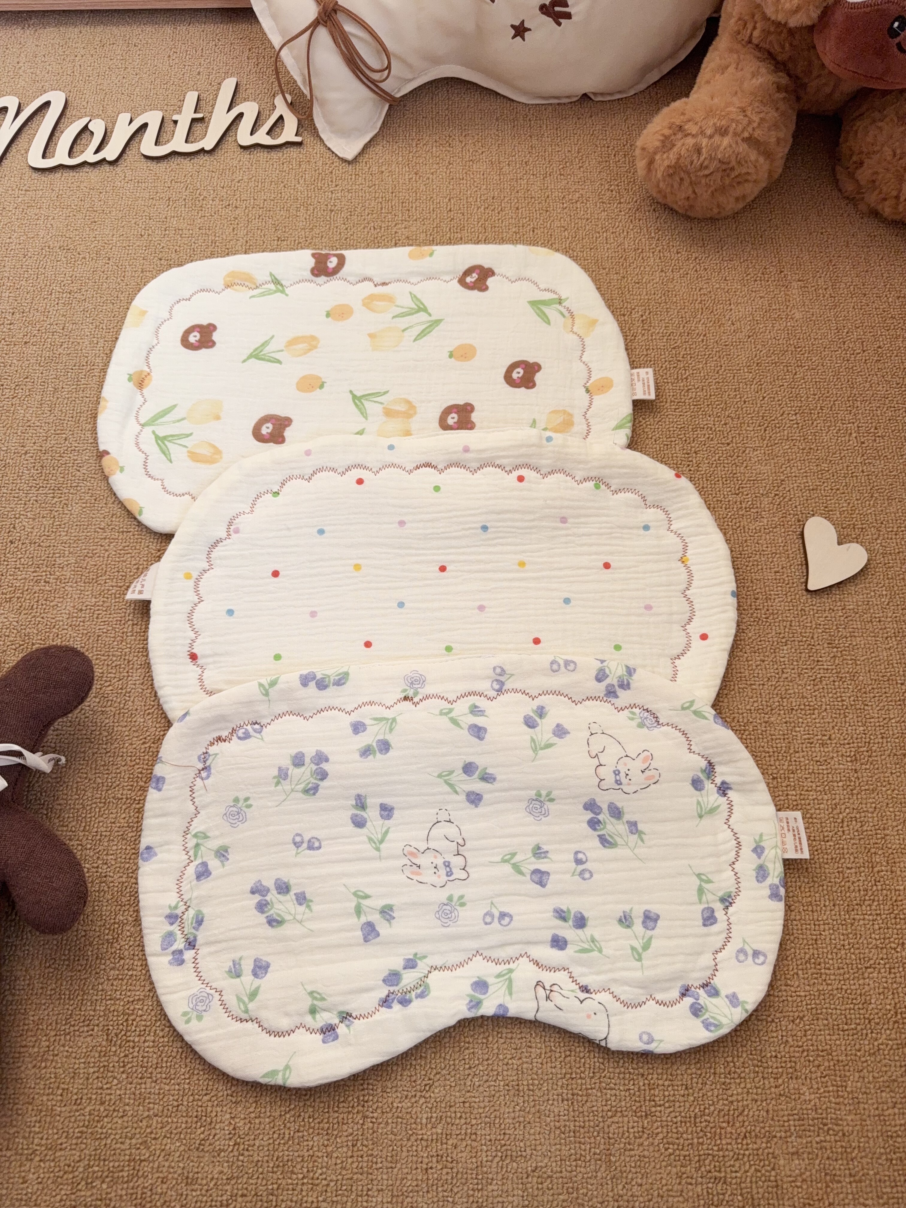 【婴儿云片枕头】新生宝宝防吐奶纱布枕巾纯棉a类幼儿专用吸汗枕