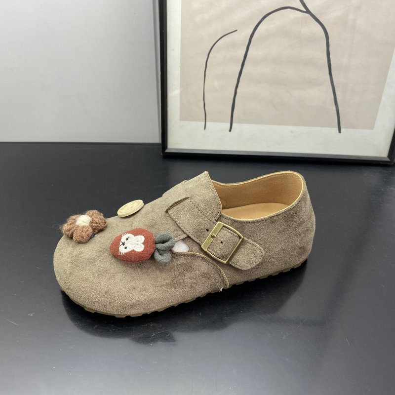 可爱风花朵刺绣勃肯鞋女圆头搭扣单鞋休闲平底百搭魔术贴一脚蹬女,淘宝优惠券,粉丝福利购,淘宝优惠卷