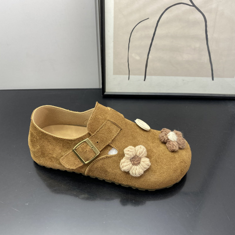 可爱风花朵刺绣勃肯鞋女圆头搭扣单鞋休闲平底百搭魔术贴一脚蹬女,淘宝优惠券,粉丝福利购,淘宝优惠卷