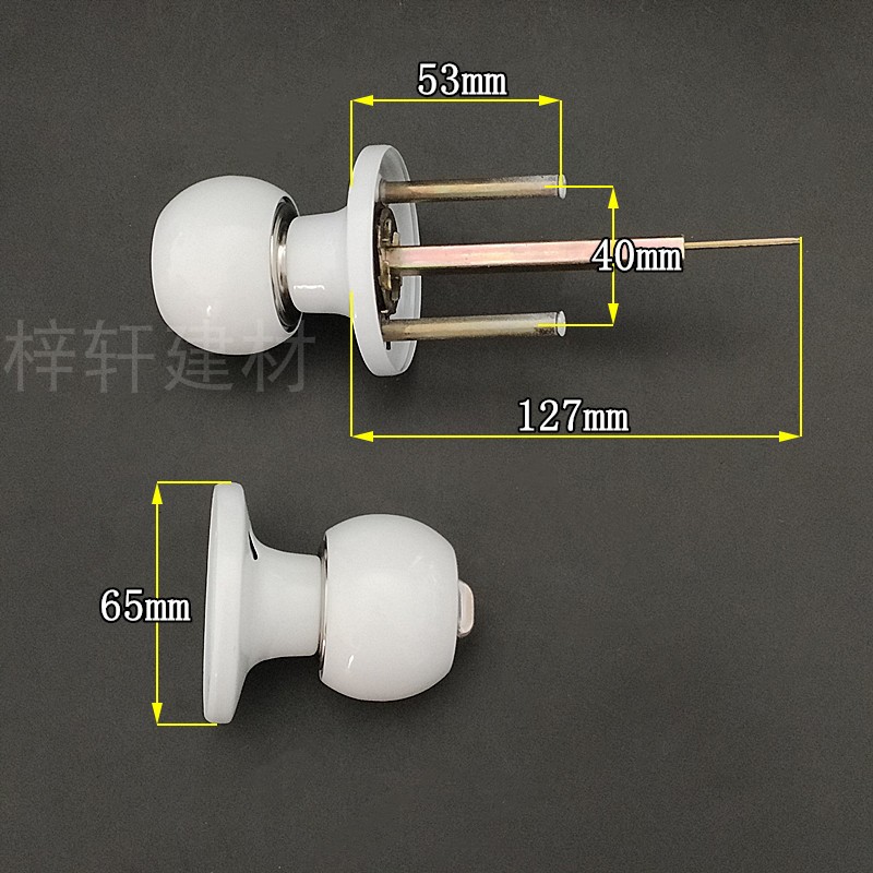 。卫生间球锁塑钢门铝合金门锁浴室门锁 三杆三叉式球形锁压把 - 图1