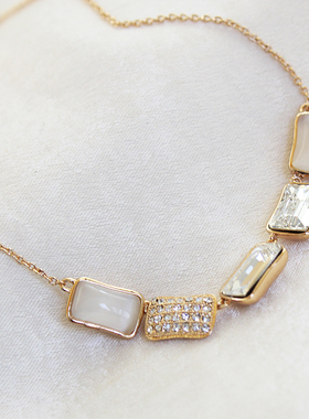 水晶猫眼石女项链锁骨链