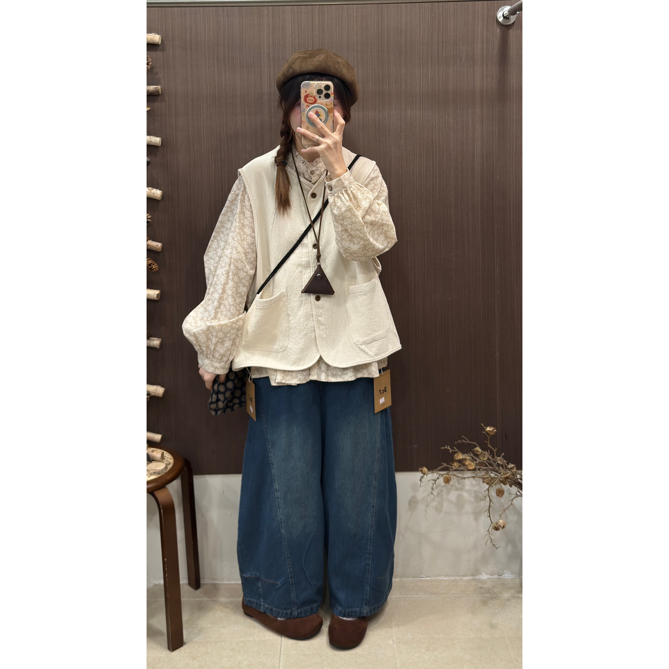 DA.7-早春上新日系复古拼接牛仔阔腿简约显瘦百搭弯刀牛仔裤136、,淘宝优惠券,粉丝福利购,淘宝优惠卷