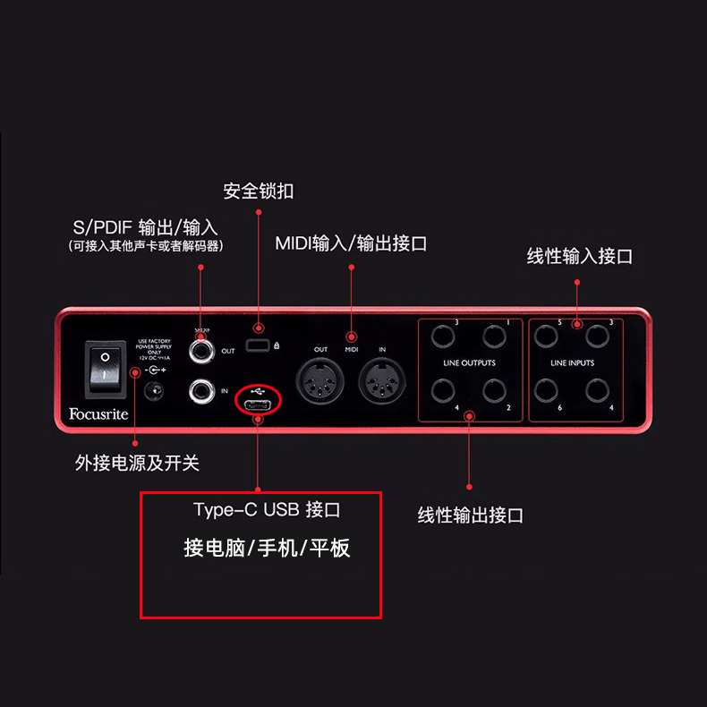 适用于福克斯特18i20/18i8声卡电脑连接线直播连接手机数据线加长 - 图0