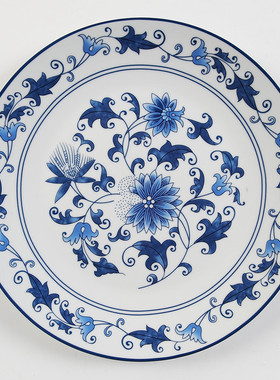 青花陶瓷挂盘背景墙面中式装饰盘子客厅餐厅酒店家居摆件壁饰挂件