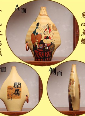 东南亚飞燕云南丽江手工装饰品陶瓷隔层博古架悬玄关酒柜橱柜摆件