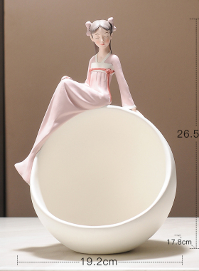 国风中式古装女孩小摆件人物家居装饰品客厅电视柜桌面送女生礼物