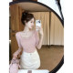 Ruoyu custom-made Korean women's paper mulberry silk wool large U-neck mid-sleeve top pure lust temperament sexy knitted sweater