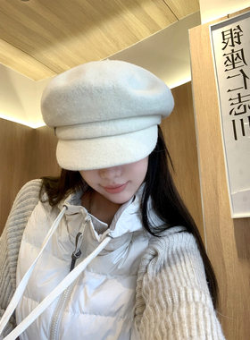 老钱感毛呢帽含羊毛云朵帽