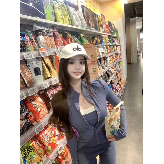 Ruoyu customized a10 stone blue stone sports vest cardigan yoga pants suit ຊຸດຄົນອັບເດດ: slimming ບາດເຈັບແລະ