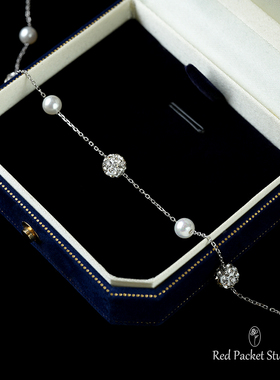 红口袋法式复古满天星闪钻项链