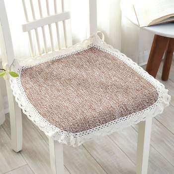 Four Seasons Cotton and Linen Fabric Cushion Summer Cotton Thread Woven Chair Cushion Office Computer Seat Dining Chair Chair Cushion Customized