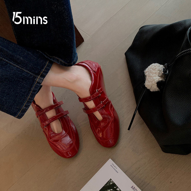 15mins芭蕾风玛丽珍鞋复古平底双魔术贴圆头懒人休闲鞋女2026春季,淘宝优惠券,粉丝福利购,淘宝优惠卷
