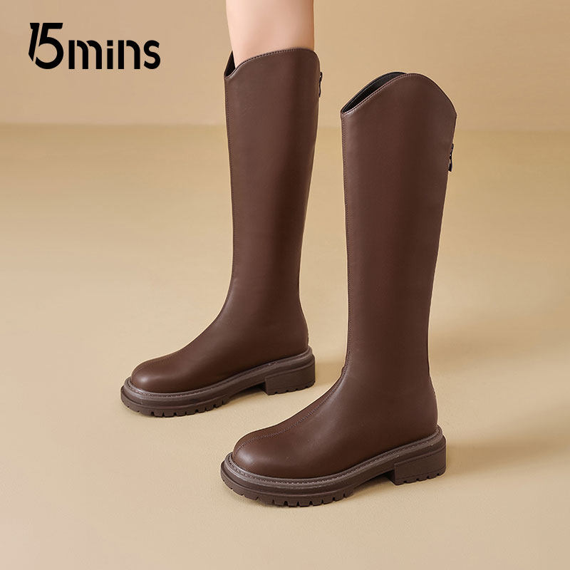 15minsV口长筒靴女2025新款秋季显瘦小个子长靴不过膝高筒骑士靴,淘宝优惠券,粉丝福利购,淘宝优惠卷