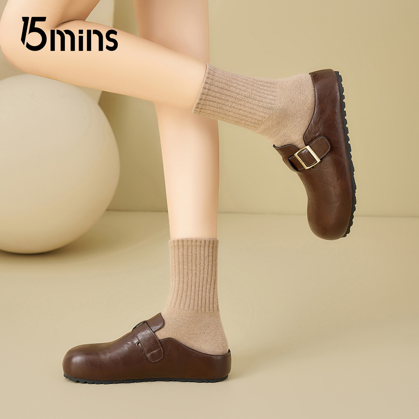15mins软底勃肯鞋女2026新款春季百搭一脚蹬包头半拖平底孕妇单鞋,淘宝优惠券,粉丝福利购,淘宝优惠卷