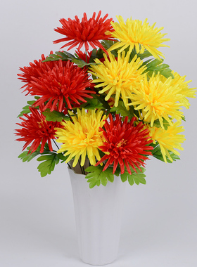 清明节祭祀上坟摆放盆栽塑料花