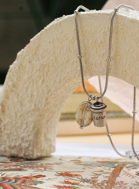 咖啡控日系男女生钛钢项链