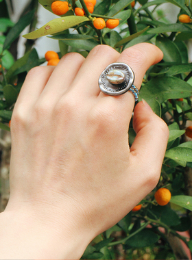 冷淡风咖啡豆银铜色戒指