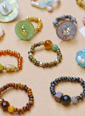 自制串珠戒指合集小众复古