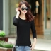 Áo thun mới tay dài mùa thu 2019 nữ phiên bản Hàn Quốc của chiếc áo sơ mi cotton tự trồng cotton là áo sơ mi nữ mỏng sơ mi hoang dã - Áo phông áo phông cao cấp Áo phông