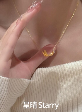 复古金色鱼尾锁骨链女轻奢百搭