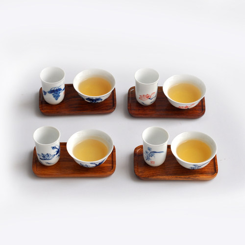 木质长方形茶托老榆木茶垫闻香杯品茗杯陶瓷功夫茶具茶杯杯垫杯托 - 图2