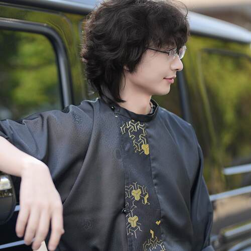 金鳞甲 | 剑网3同人周边凤翥斋苍云黑金唐圆领袍汉服不含配饰 - 图0