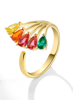 高级感蓝色水晶百搭食指配饰戒子