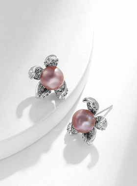 戴拉正品淡水珍珠项链+耳钉+戒指