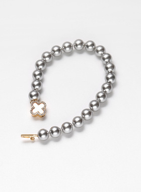 戴拉优雅气质四叶花仿珍珠手链