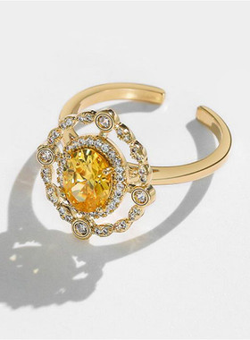 复古水晶食指高级感饰品开口戒子