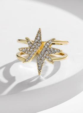 戴拉时尚个性复古双层开口戒指