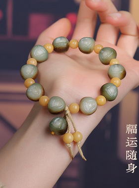绿阴皮无相佛菩提手串单圈手持