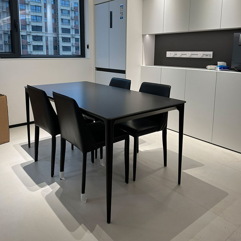 新款小户型意式极简餐桌椅家用实心铝合金岩板餐桌长方形网红饭桌,淘宝优惠券,粉丝福利购,淘宝优惠卷