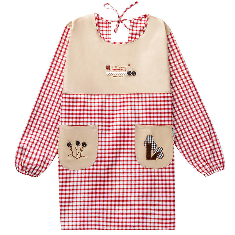 厨房围裙包邮棉布韩版时尚透气成人罩衣长袖防水防油反穿衣女家用,淘宝优惠券,粉丝福利购,淘宝优惠卷