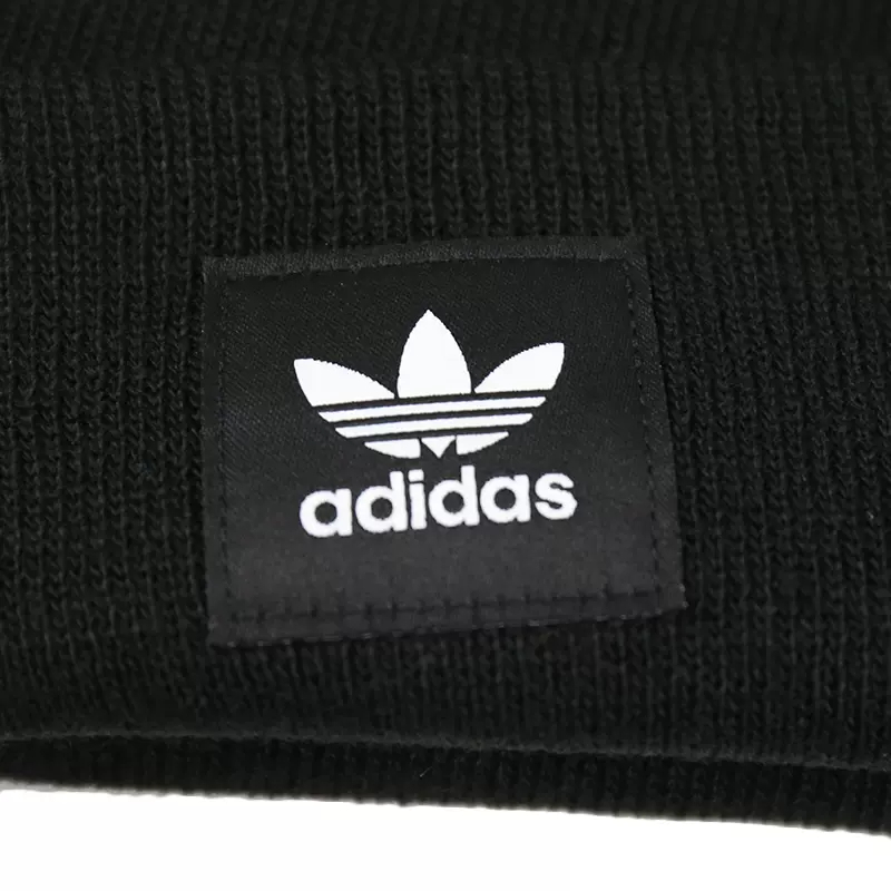 正品Adidas/阿迪达斯三叶草男女同款冬季黑色保暖运动帽 ED8712 - 图2