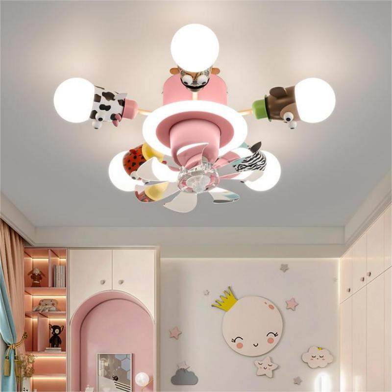 儿童房灯led风扇灯男孩卧室吸顶灯女孩北欧卡通动物美式吊扇灯具,淘宝优惠券,粉丝福利购,淘宝优惠卷