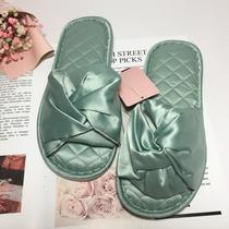 Spring Autumn Money Foreign Trade Original Single Lady Brief Fashion Through Head Satin Slippers