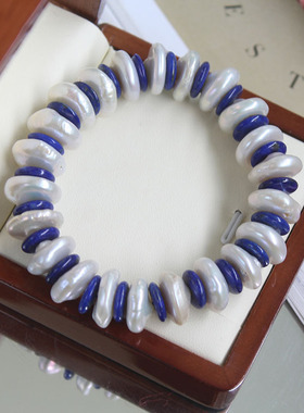 巴洛克珍珠复古手串老矿青金石女