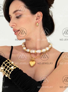 淡水巴洛克异形珍珠金色轻奢项链